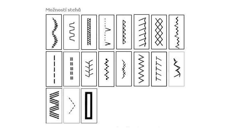 Možnosti stehů šicího stroje Singer SMC 3321/00_02