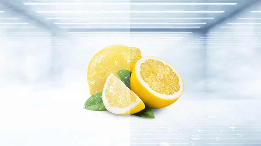 Porovnání chlazení citronu v běžné lednici a TCL RP505SWE10_