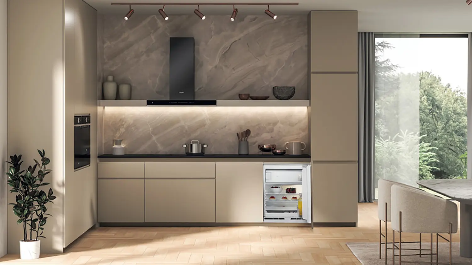 Vestavná lednička Whirlpool WBUF011 součástí kuchyňské linky