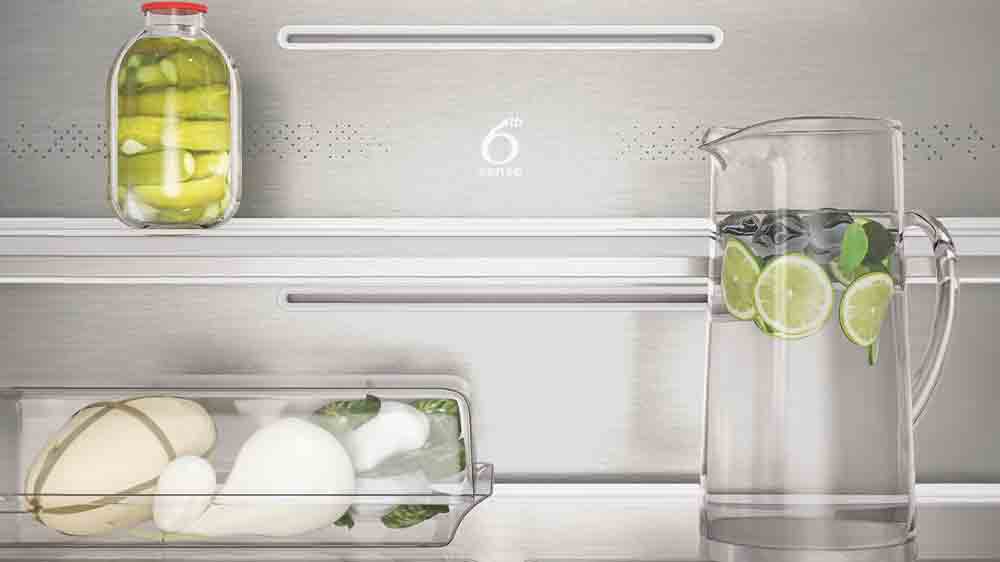 Potraviny v kombinovan&eacute; chladničce WHIRLPOOL WHD2 6473 X5E vybaven&eacute; technologi&iacute; 6. smysl_05