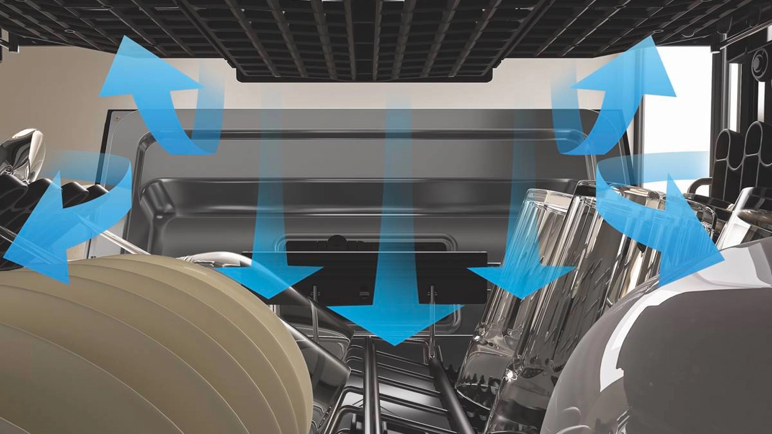 Sušenie riadu s funkciou NaturalDry umývačky Whirlpool WH6IA10BS7L0