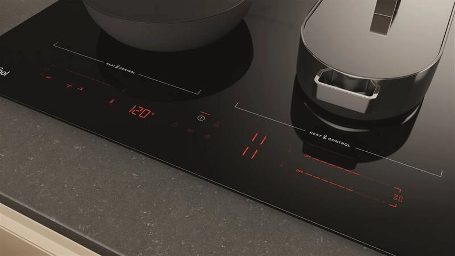 Detail na ovládání varné desky Whirlpool WTX6019DCF