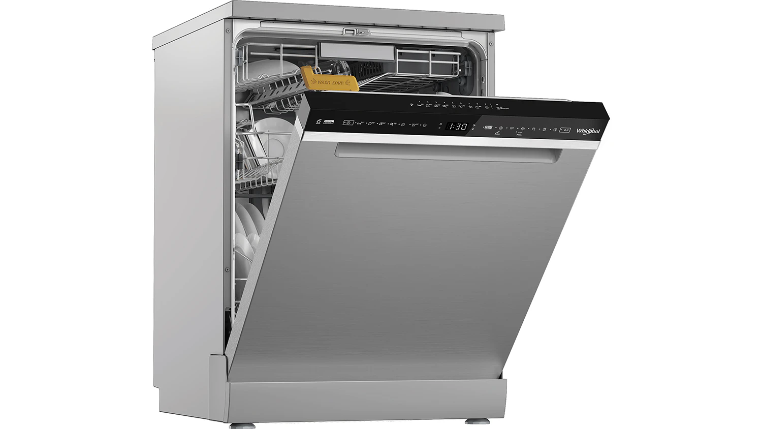 Pootevřen&aacute; myčka Whirlpool s ovl&aacute;dac&iacute;m panelem