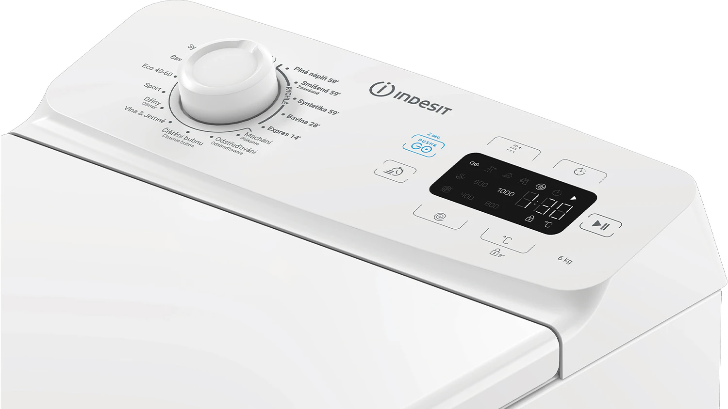 Detail ovládacieho panela práčky Indesit TI612EPGCS