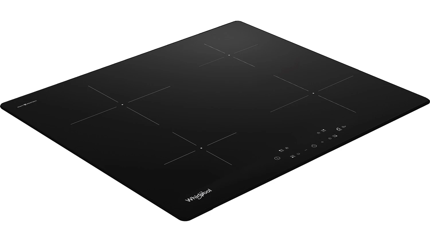 Pohľad šikmo zboku na varnú dosku Whirlpool