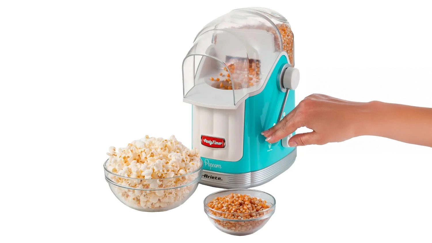 V&yacute;roba popcornu v popcornovači s p&aacute;kou Ariete 2958/01