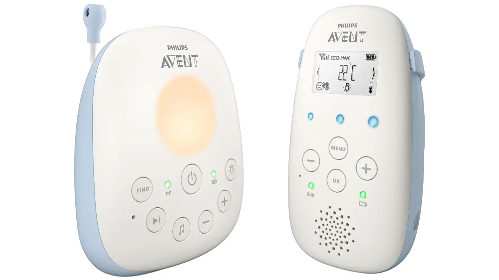 Zapnutá audio dětská chůvička Philips Avent Advanced SCD 715/52 se světelnou indikací a zobrazením údajů na displeji_06