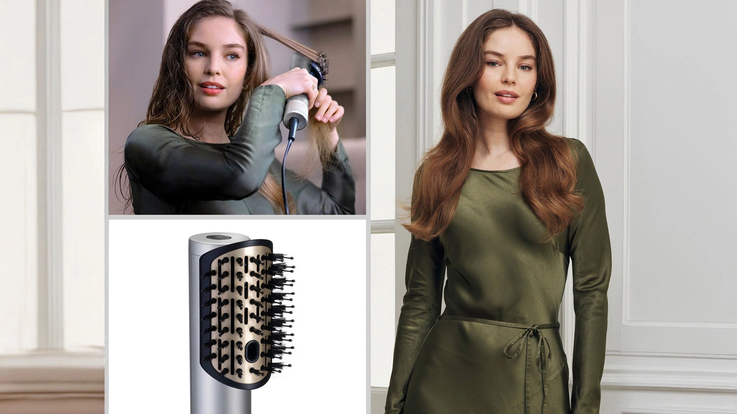 Žena si kulmuje vlasy kulmou Babyliss AS6555E Air Wand 3v1