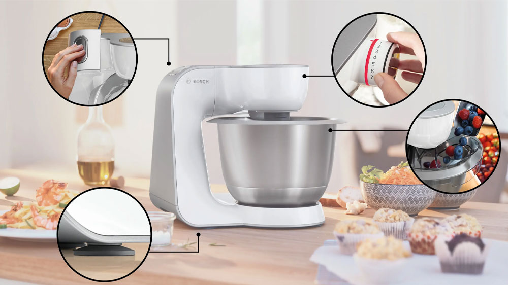 Kuchyňský robot BOSCH MUM58200 na lince se zvýrazněnými detaily_02