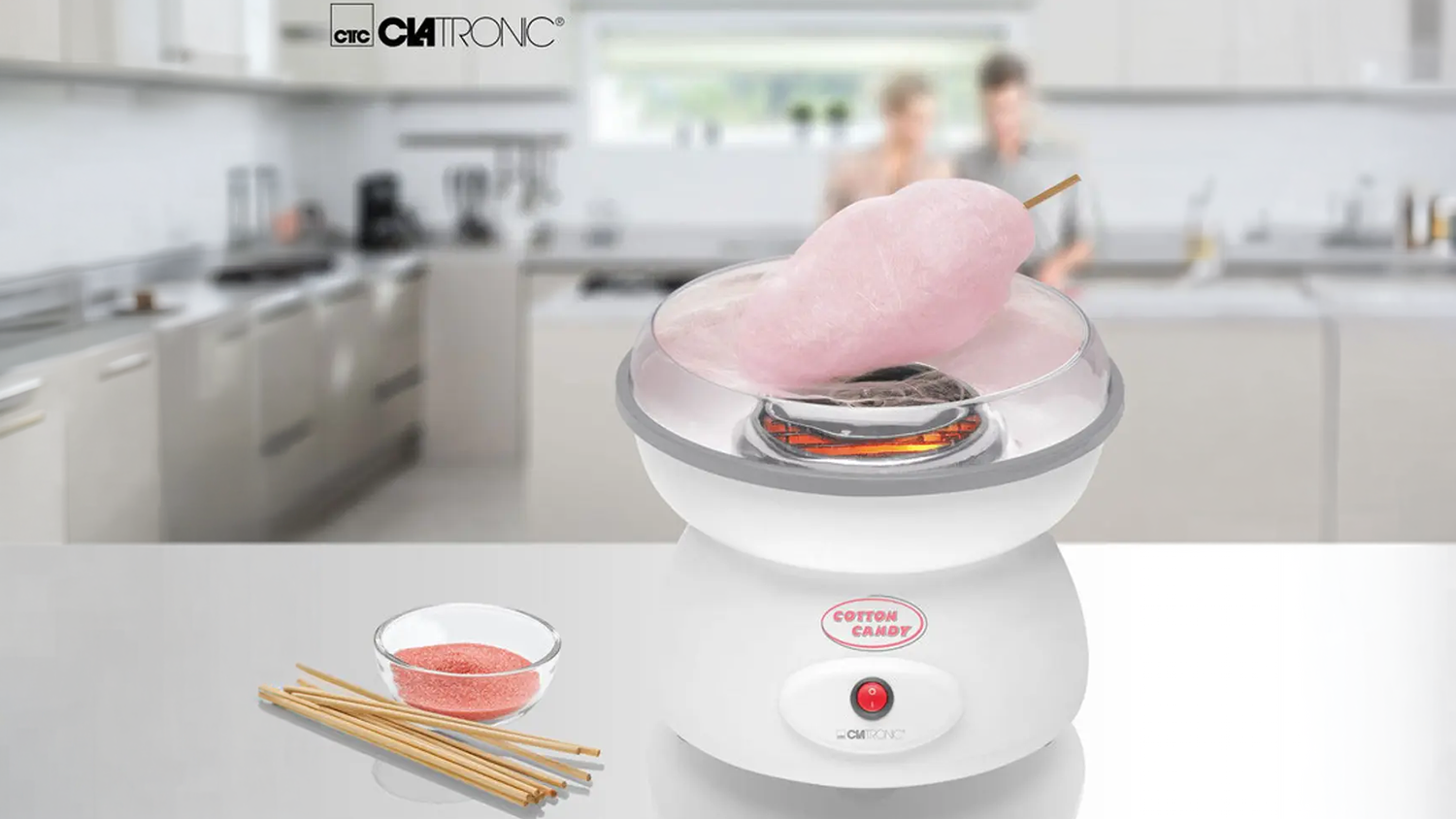 V&yacute;robn&iacute;k cukrov&eacute; vaty Clatronic ZWM 3478 na kuchyňsk&eacute; lince