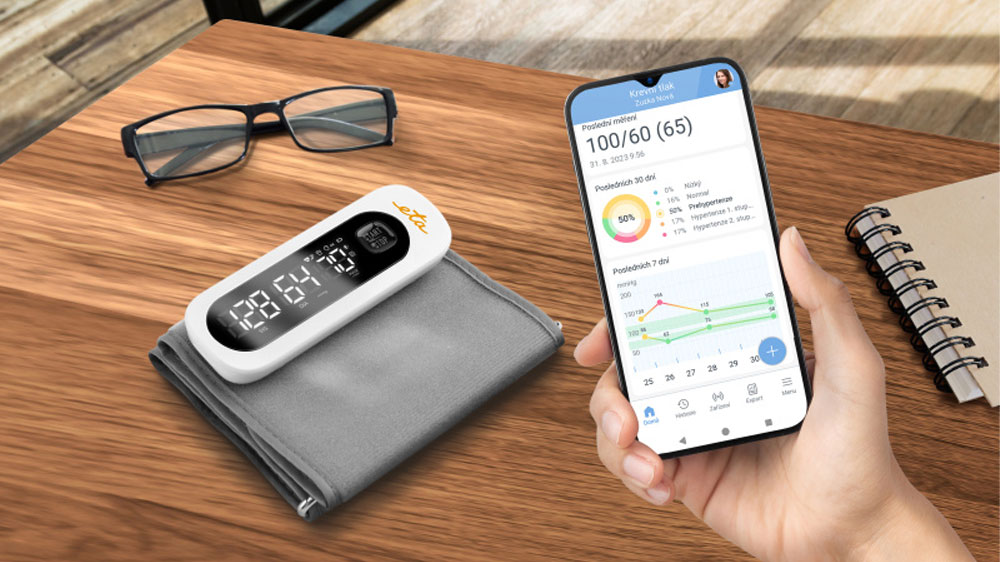 Sledování aplikace na telefonu propojené s tlakoměrem na paži ETA 6297 90000_03