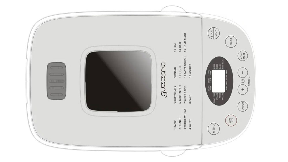 Ovládací panel a průhledové okno pekárny chleba Guzzanti GZ 635_03