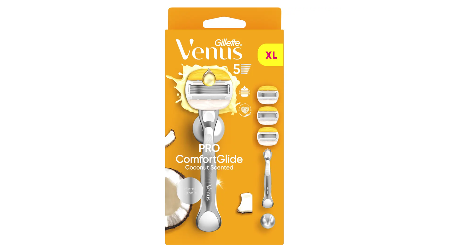 Balení holicího strojku Gillette Venus Pro ComfortGlide Coconut – přední pohled