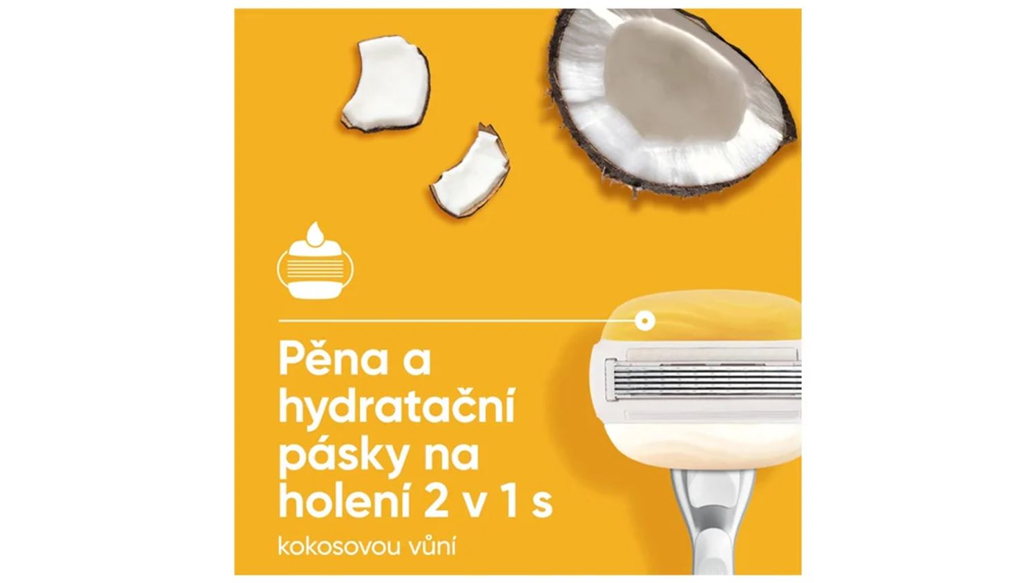 Hmota a hydratačné pásiky na holenie 2 v 1 s kokosovou vôňou