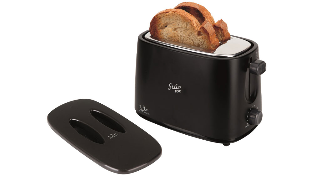 Topinkovač Jata TT 631 se dvěma plátky opečeného chleba v opékacích štěrbinách_02