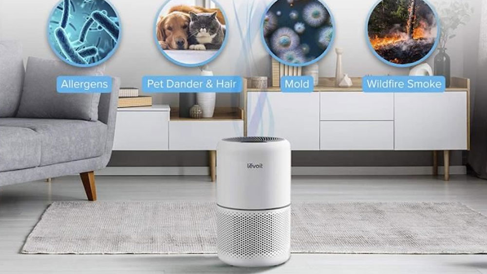 Čistička vzduchu Levoit CORE 300-RAC s obrázky nečistot, které dokáže zachytit_03