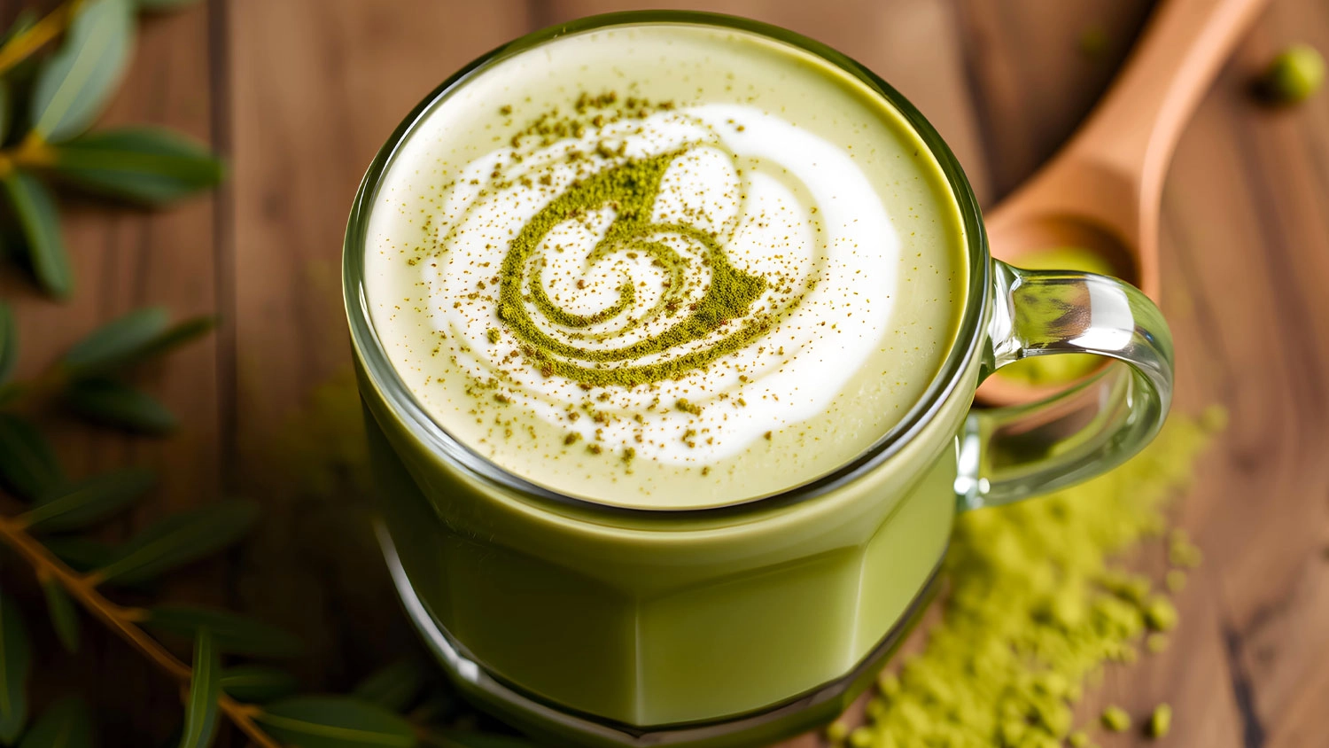 Matcha Lipton Barista Oat Latte ve sklenici
