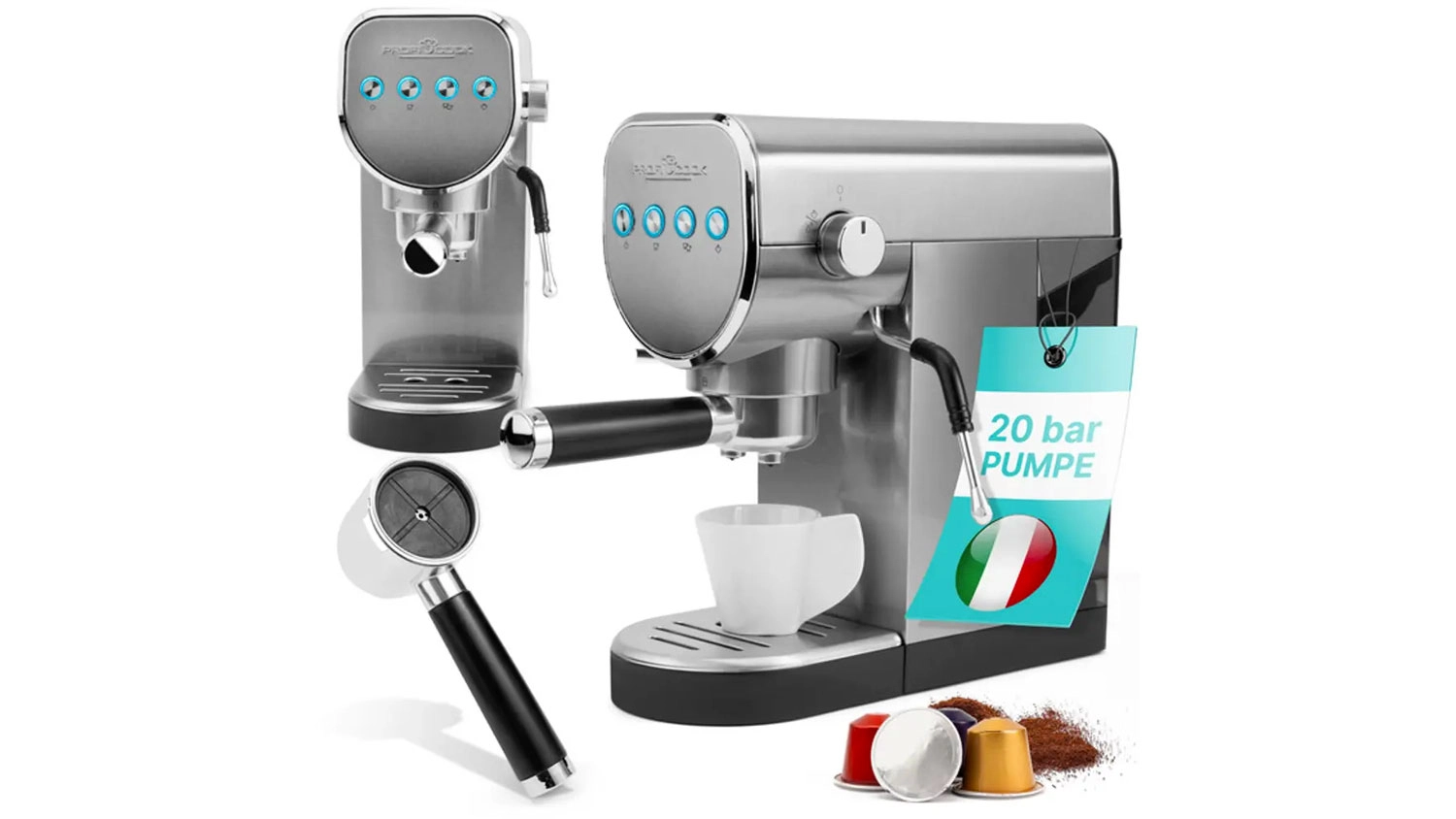 Pákový kávovar ProfiCook ES-KA 1265 s příslušenstvím