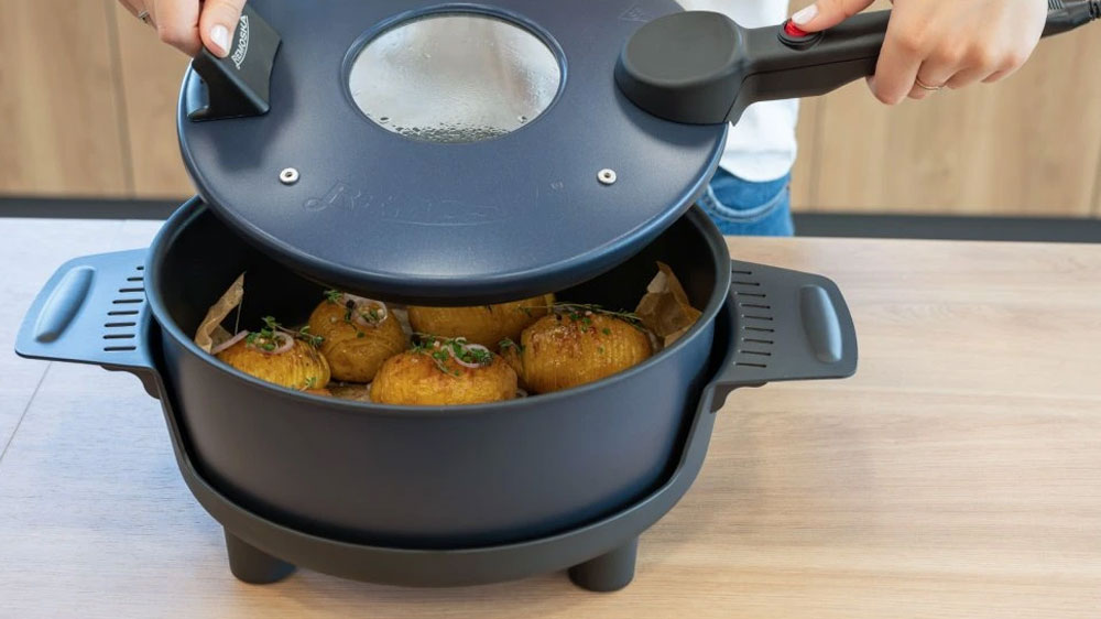 Elektrická pečicí pánev Remoska P31F/07 Prima Glass Maria má skleněné okénko ve víku_04