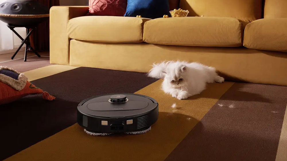 Místnost s kočkou a práce vysavače Roborock Qrevo 5AE Black_02