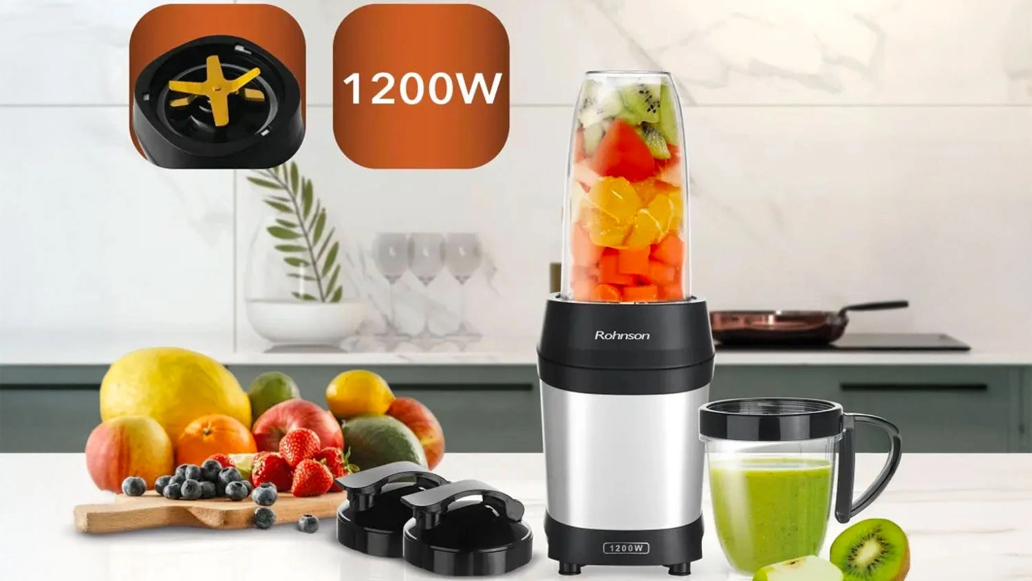 Smoothie mixér Rohnson R-5610 a potraviny k mixování