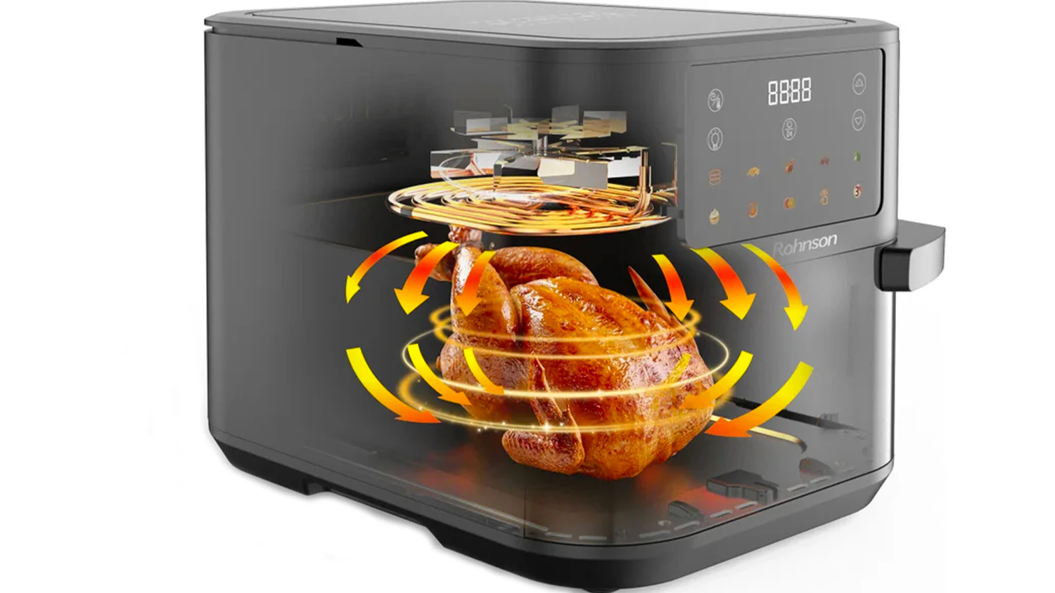 360° 3D topný systém uvnitř horkovzdušné fritézy Rohnson R-2898