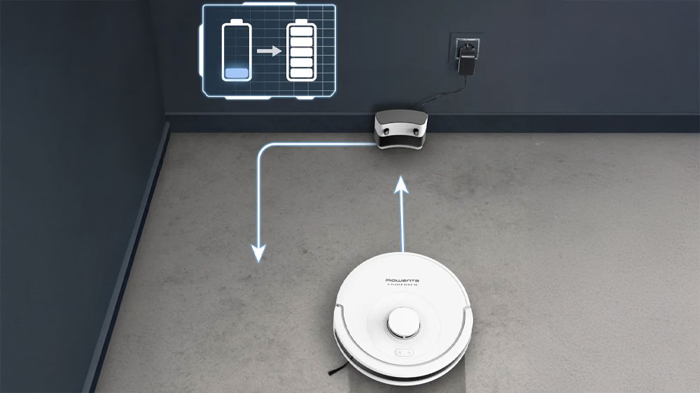 Robotický vysávač Rowenta RR8777WH X-Plorer S90 Animal 6 000 Pa smerujúci k dokovacej stanici na dobitie batérie_04