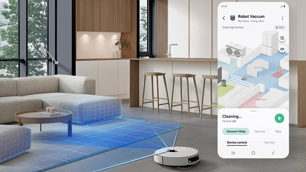 Robotický vysavač Samsung BESPOKE Jet Bot Combo AI ovládán telefonem přes aplikaci_05