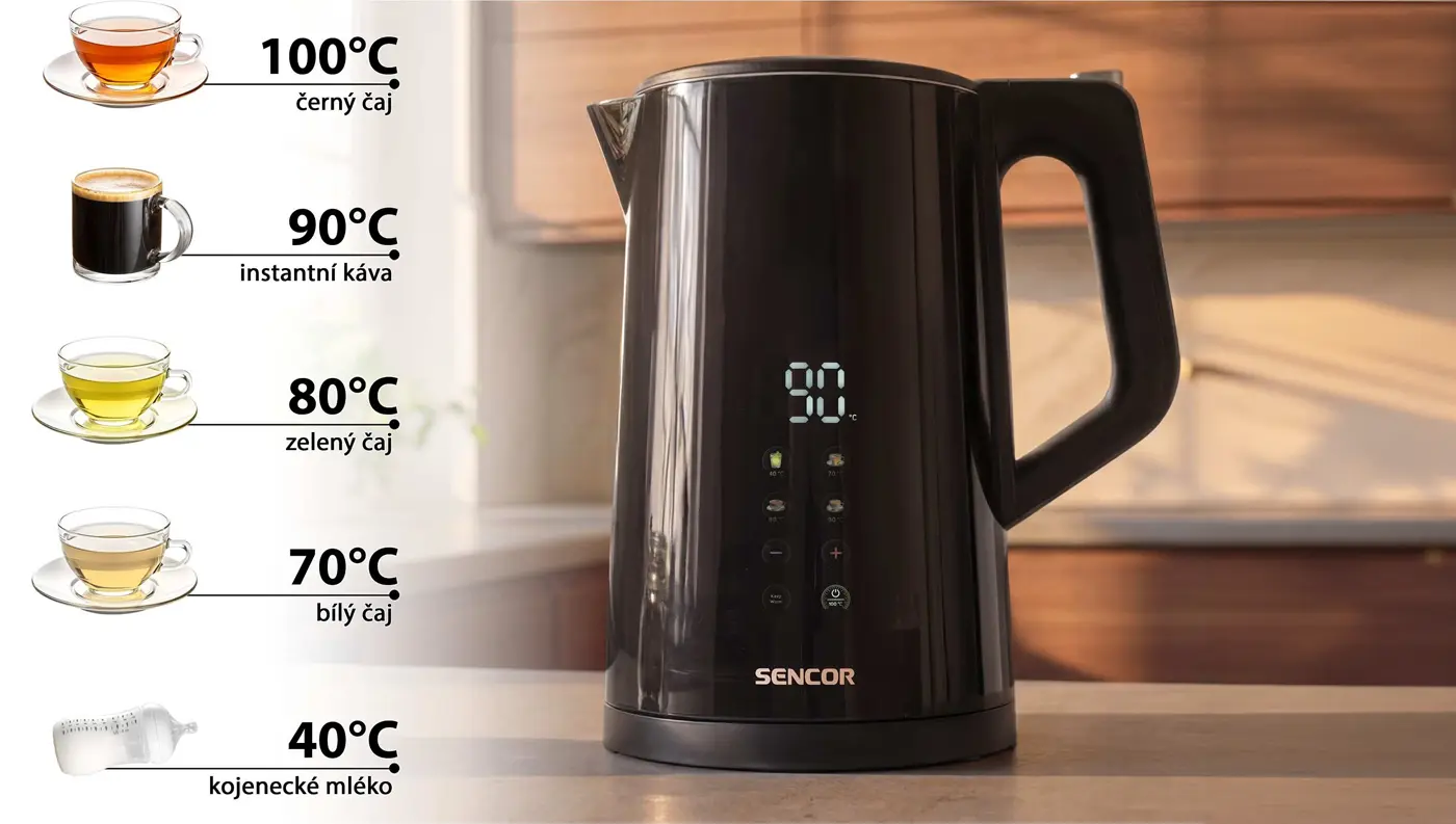 Sencor SWK 0940BK – intuitívne ovládanie s farebným LED displejom