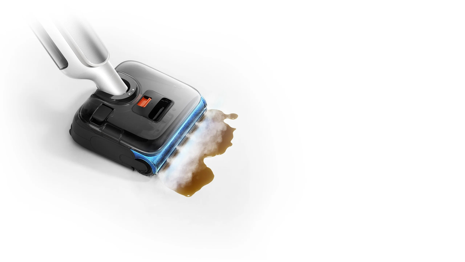 Tyčový vysavač s mopem Xiaomi Mijia Wireless Wet Dry Vacuum 5 Pro u rozlité tekutiny