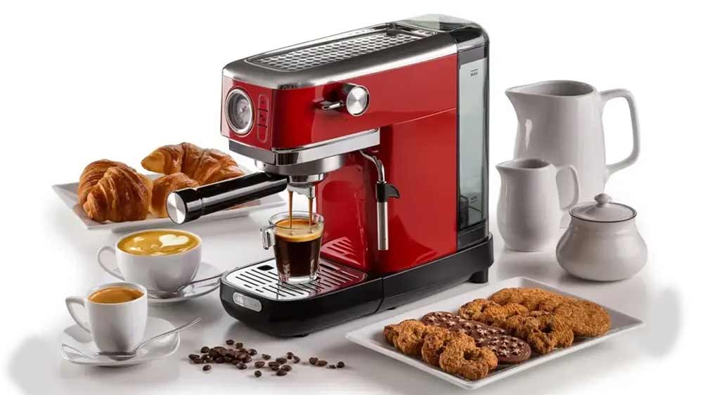 Stolování s pákovým kávovarem Ariete Moderna Slim 1381/33 červená_02