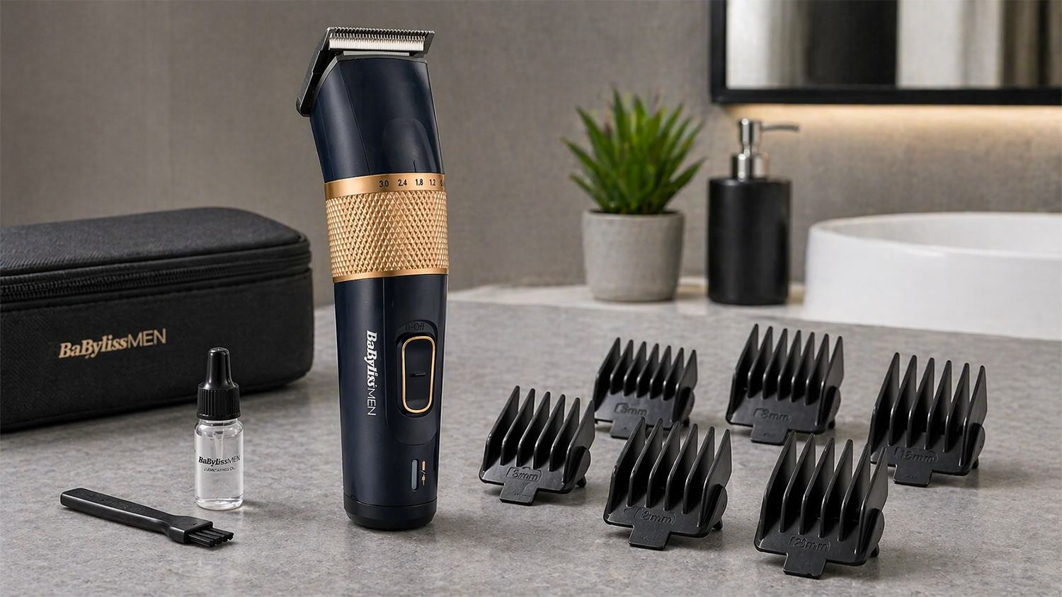 Zastřihovač vlasů BaByliss Lithium Power E986E předvádějící přesný střih s různými nástavci pro vytváření účesů