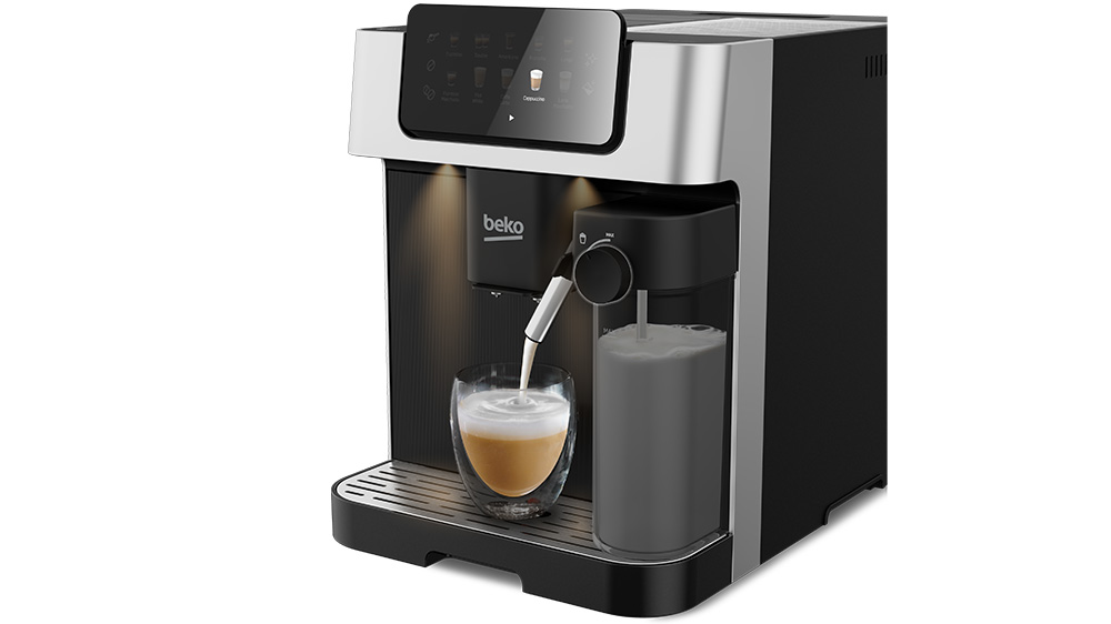 Kávovar BEKO ESPRESSO CEG7304X připravující capuccino_02