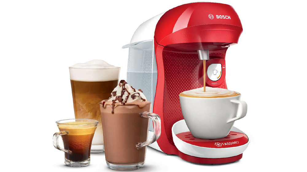 Kapslový kávovar Bosch TASSIMO Happy TAS1006, bílo-červený s různými druhy kávy_03