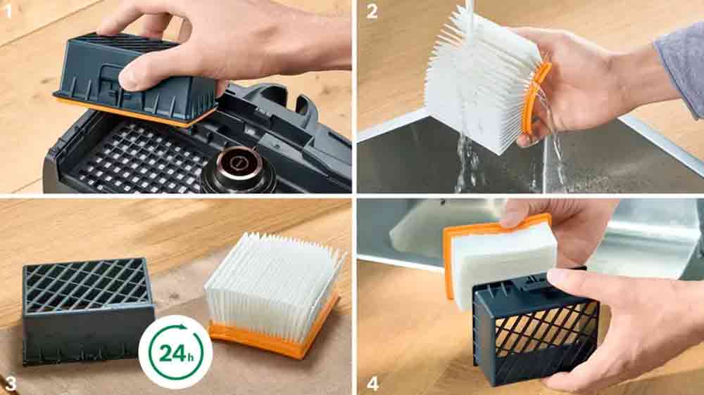 4 obrázky procesu čištění filtru vysavače Bosch_03