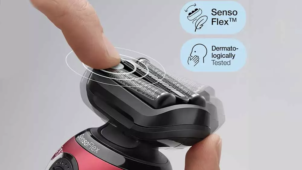 Prst ukazující náklon břitů hlavice SenzoFlex holicího strojku Braun SER6 Red 61-R1200S_03