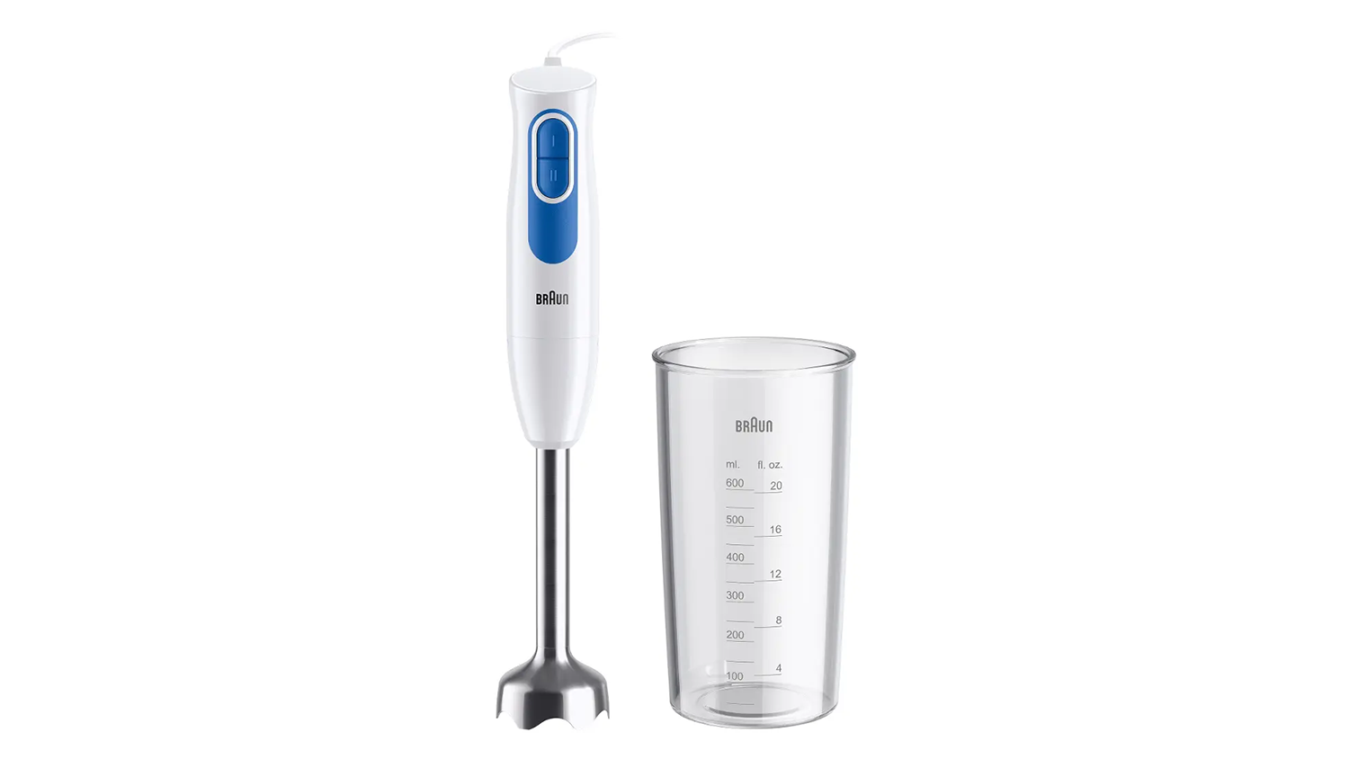 Tyčový mixér Braun MultiQuick 2 MQ20001MWH s odměrkou – přední pohled