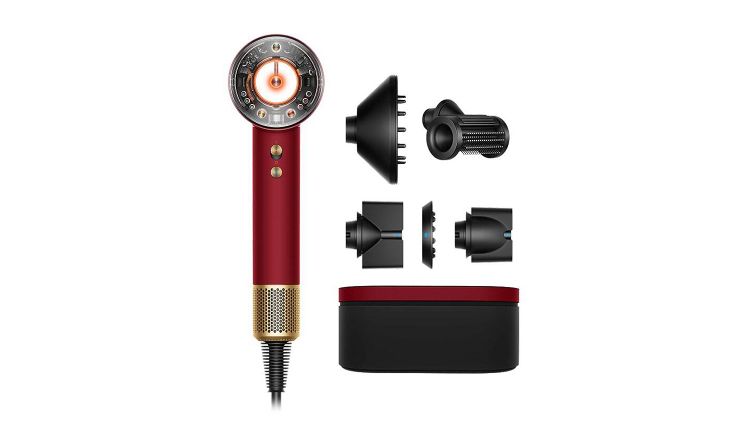 F&eacute;n na vlasy Dyson Supersonic Nural HD16 T1/T2 red velvet/gold s pr&iacute;slu&scaron;enstvom