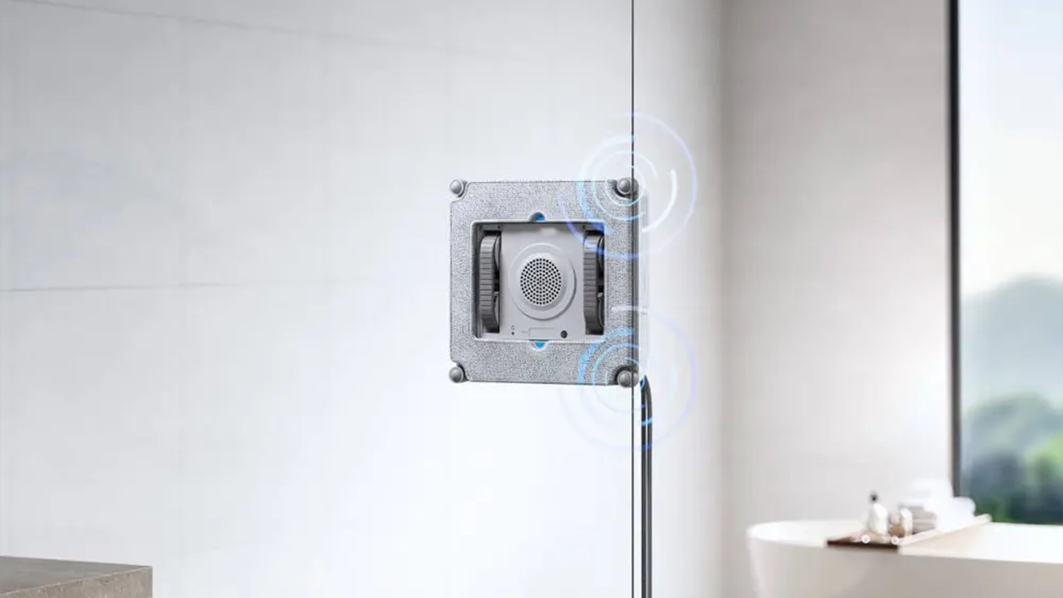 Pohled zespoda na robotick&yacute; čistič oken Ecovacs Winbot Mini Grey