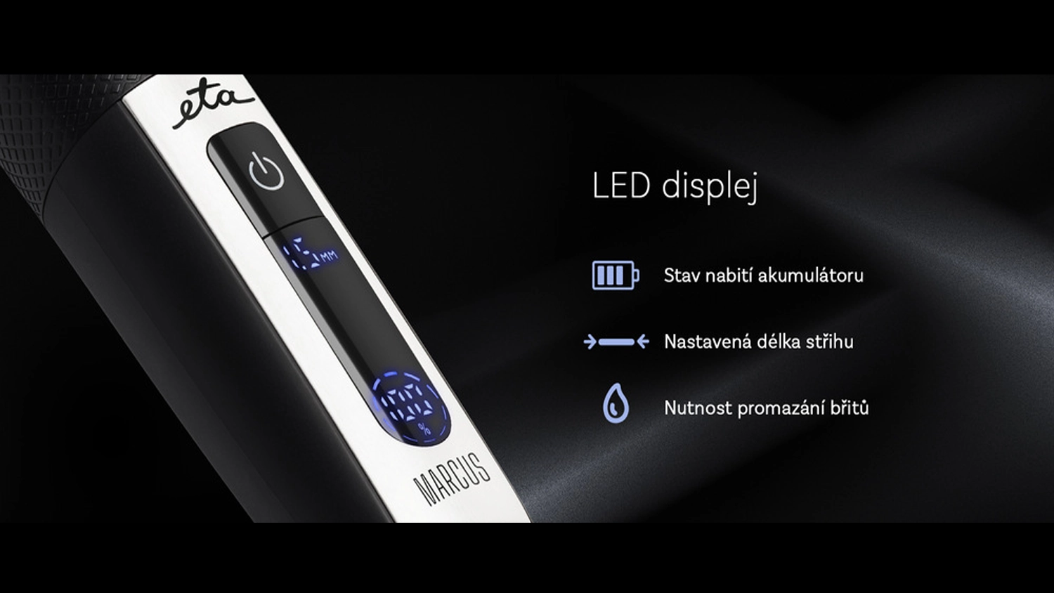 LED displej zastrihávača vlasov a fúzov ETA Marcus 9341 90000