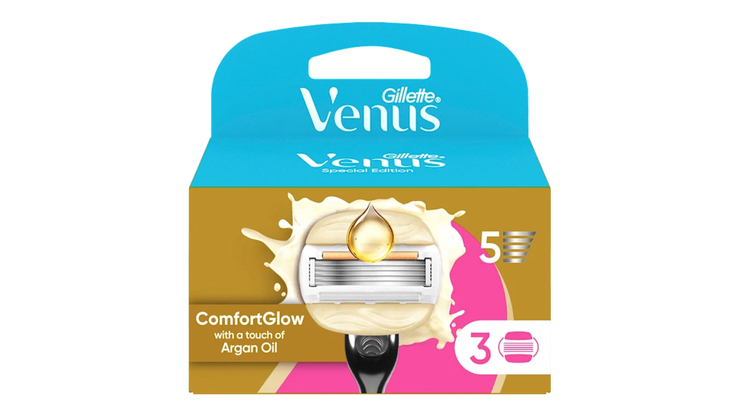 Balenie náhradných holiacich hlavíc Gillette Venus ComfortGlide Argan Oil, 3 ks