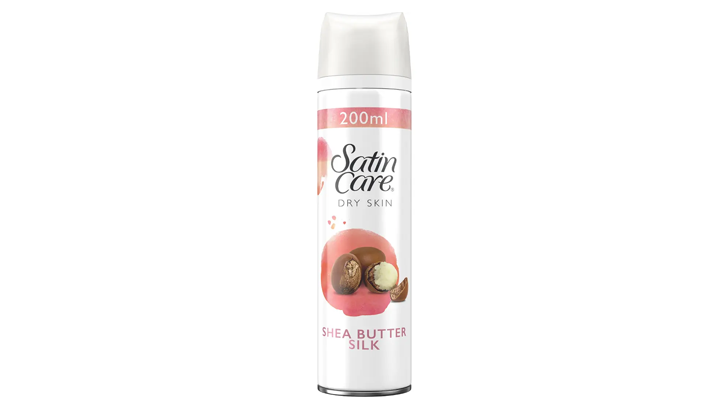 Balenie holiaceho gélu Gillette Satin Care Dry Skin Shea Butter Silk 200 ml – pohľad z prednej strany