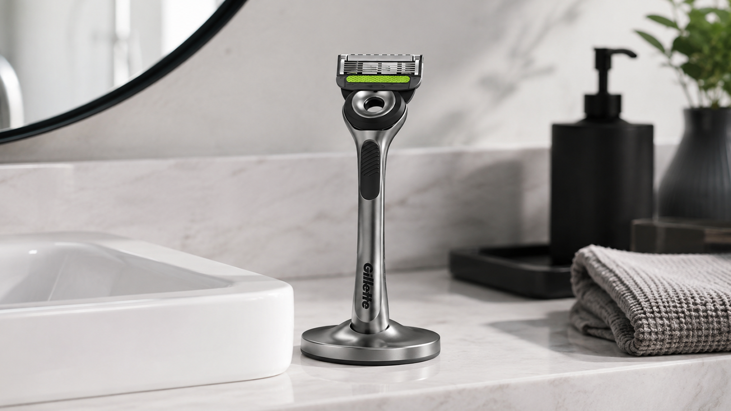 Holiaci strojček Gillette Labs v magnetickom držiaku