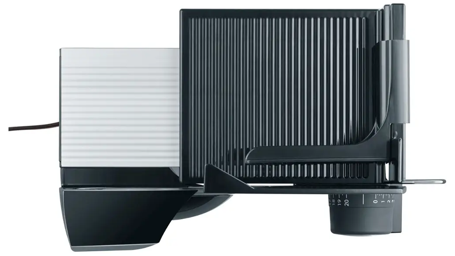 Detail nastavení šířky řezu elektrického kráječe Graef STYLE S 12002