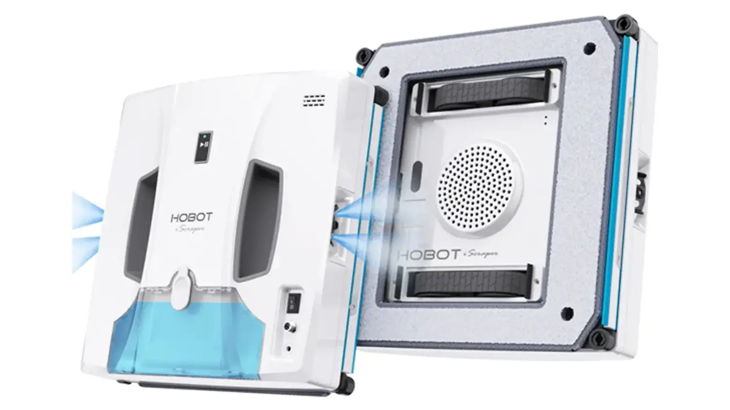 Robotick&yacute; čistič oken HOBOT SP-10 iScraper z předn&iacute; i zadn&iacute; strany