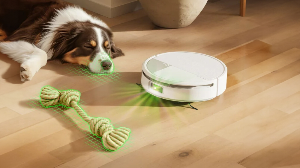 Robotick&yacute; vysavač Roomba se vyh&yacute;b&aacute; lež&iacute;c&iacute;mu psovi