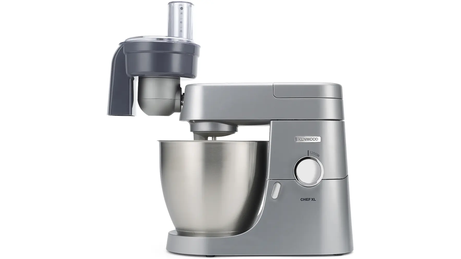 Nadstavec na krájanie kociek Kenwood KAX400PL sivý pripojený k robotu