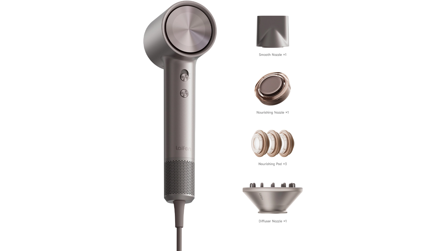 N&aacute;stavce f&eacute;nu na vlasy Laifen Swift 4 Polished Titanium