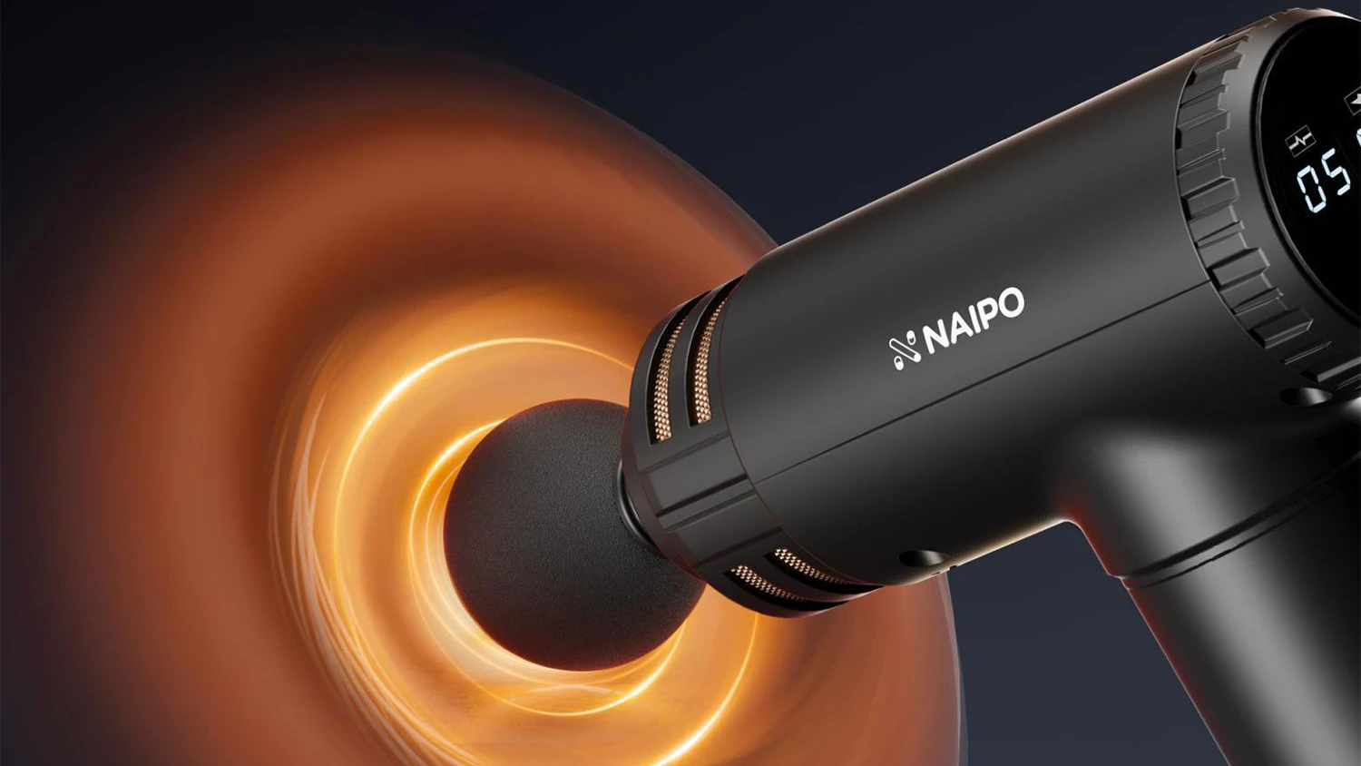 Vizualizace používání masážní pistole Naipo NPMGUN-K5