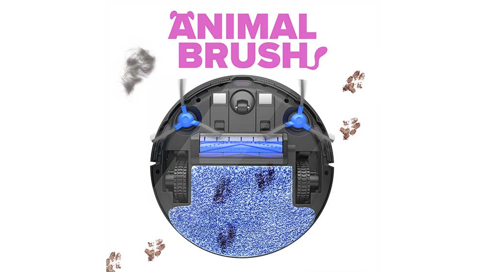 Kartáč Animal Brush u robotického vysavače Niceboy ION Charles i6 Black na podlaze_03